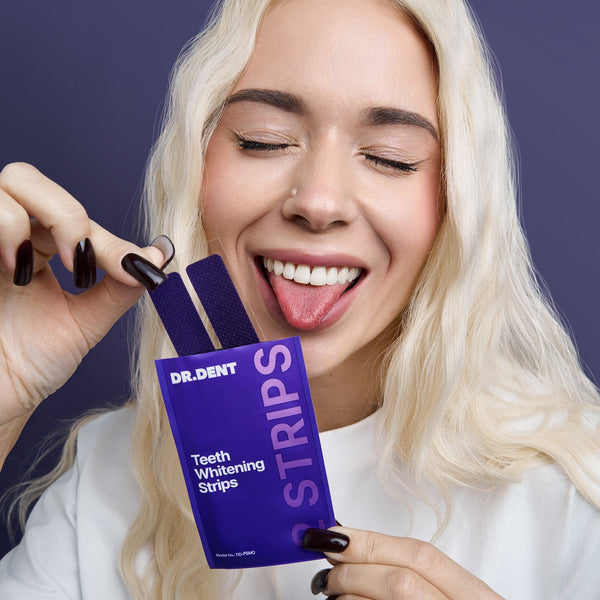 Dr Dent teeth whitening strips and product packaging
